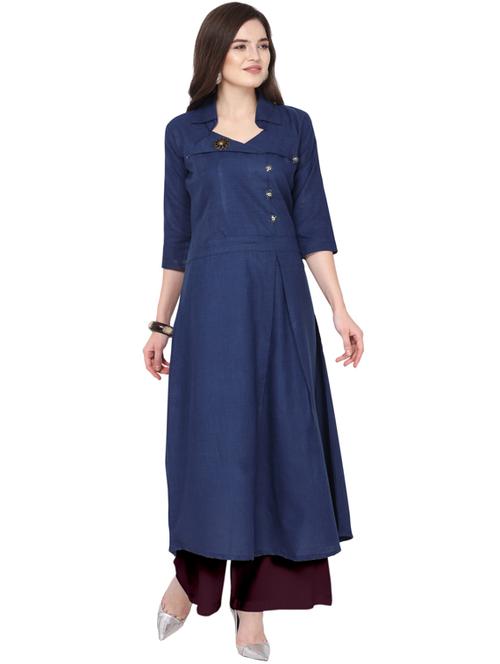 solid kurta palazzo set - 18467689 - Standard Image - 0