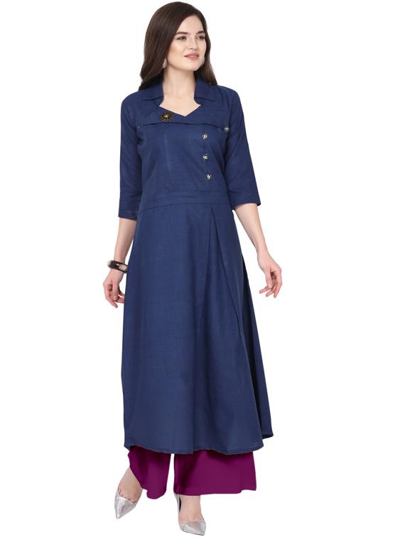 solid kurta palazzo set - 18467695 - Zoom Image - 0
