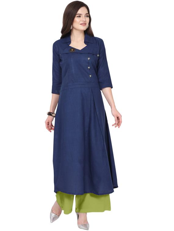 solid kurta palazzo set - 18467696 - Zoom Image - 0