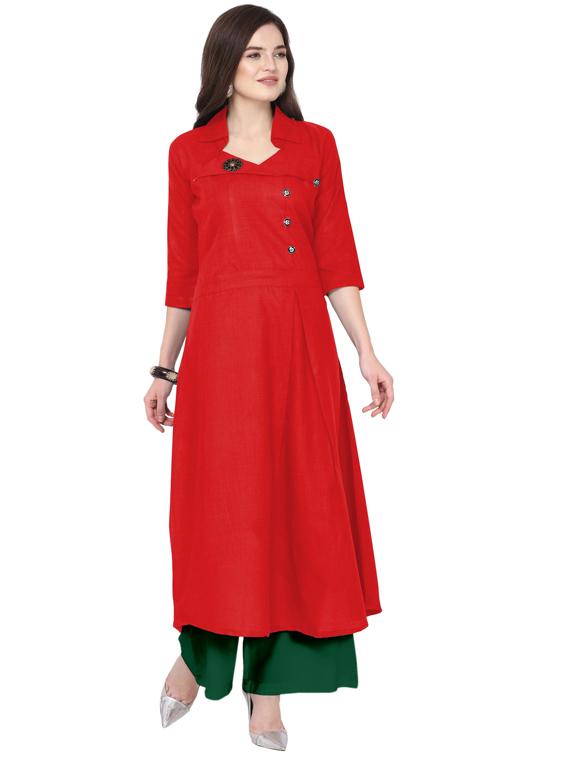 solid kurta palazzo set - 18467704 - Zoom Image - 0