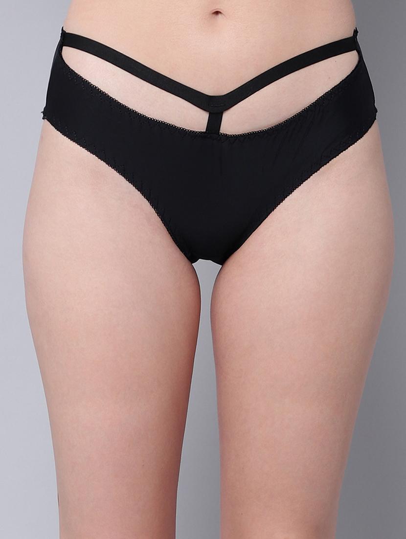 black solid bikini panty - 18468061 -  Zoom Image - 0