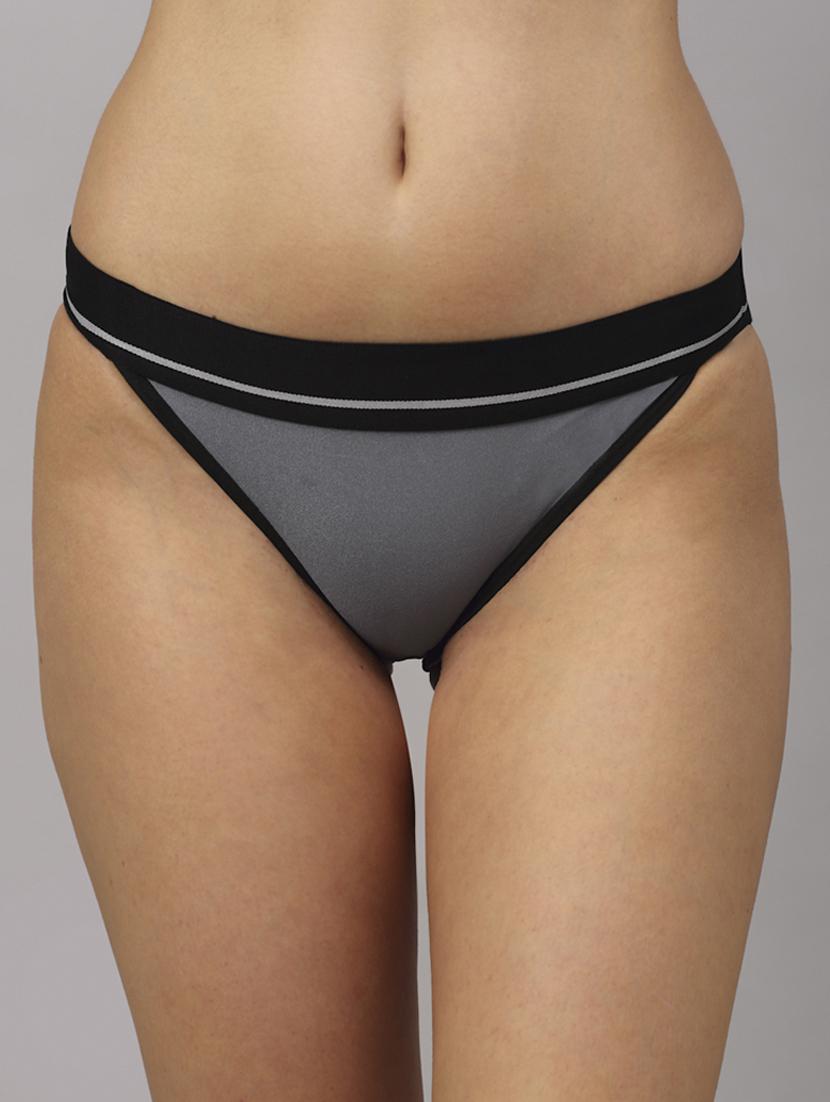 grey solid bikini panty - 18468113 - Zoom Image - 0