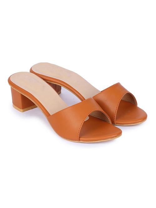 tan synthetic slip on sandals - 18468182 -  Standard Image - 0