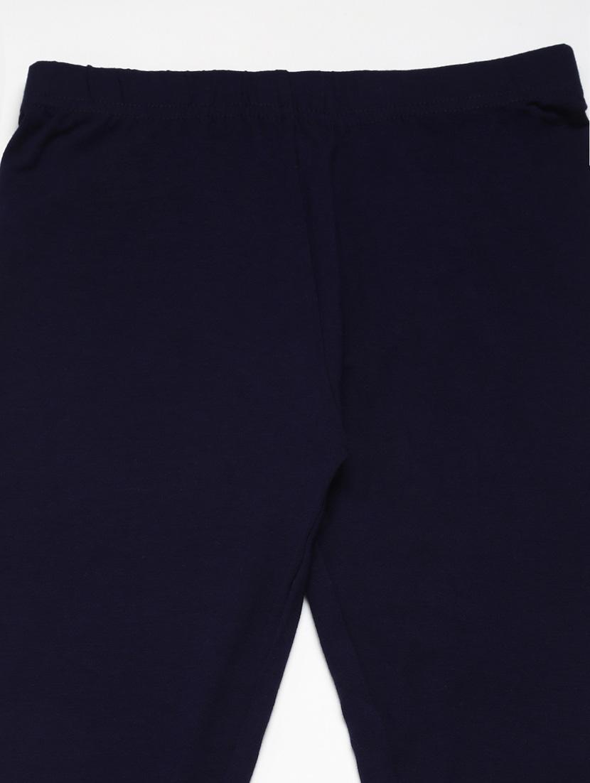 girls solid navy blue viscose legging - 18468206 - Standard Image - 3