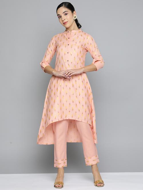zari weaving printed kurta pant set - 18468280 -  Standard Image - 0