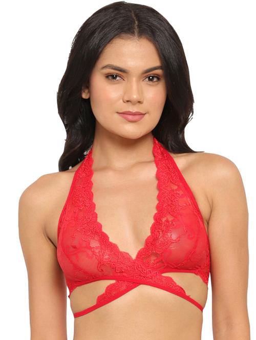 red non padded bralette bra - 18468653 -  Standard Image - 0