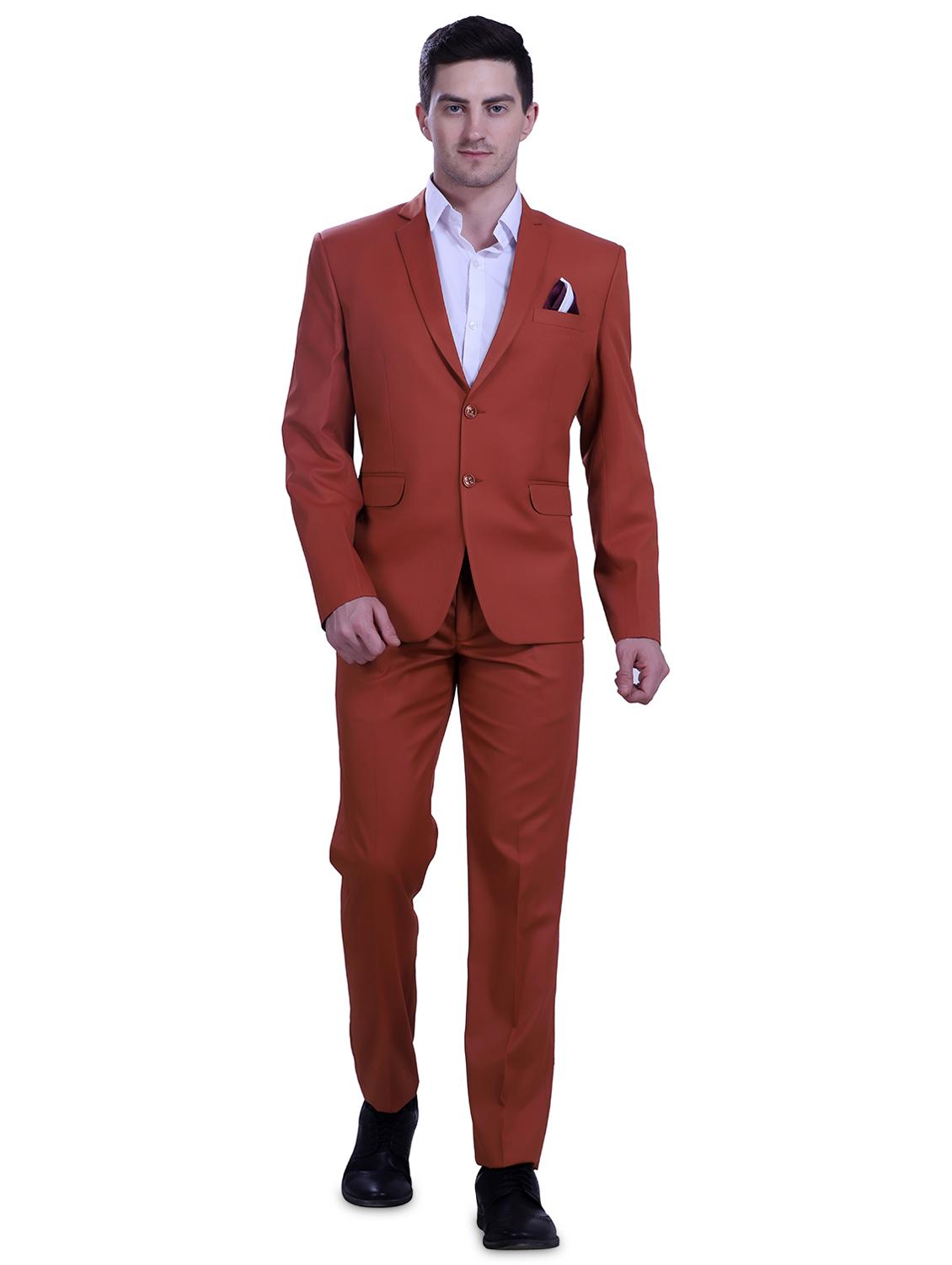 rust single breasted two piece suit set - 18468931 - Standard Image - 3