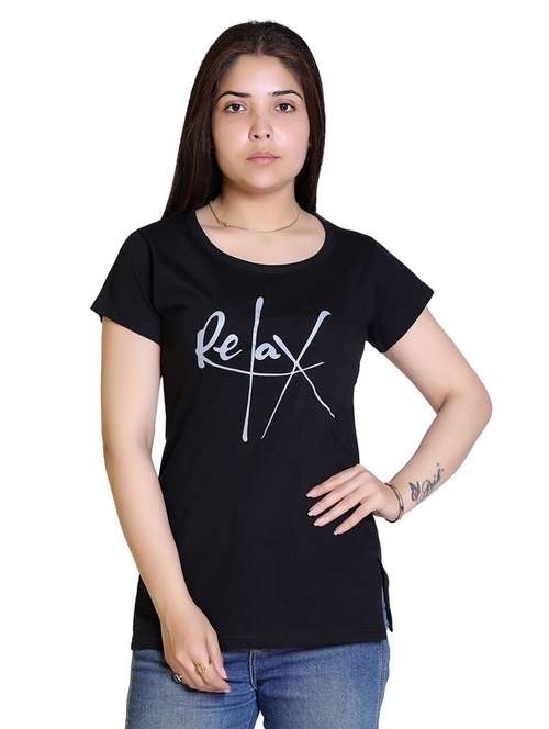 women's chest print round neck t-shirt - 18469008 -  Standard Image - 0