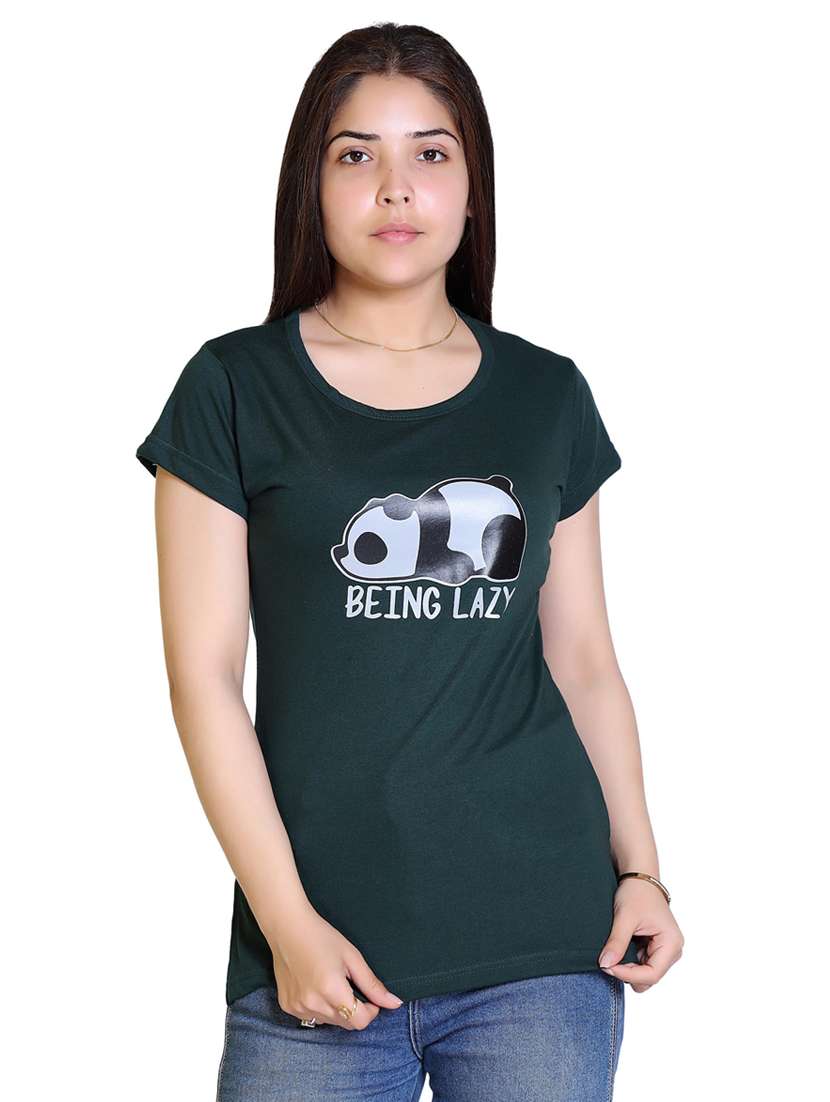women's chest print round neck t-shirt