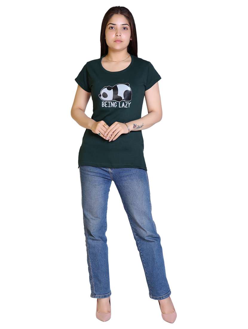 women's chest print round neck t-shirt - 18469014 -  Standard Image - 3