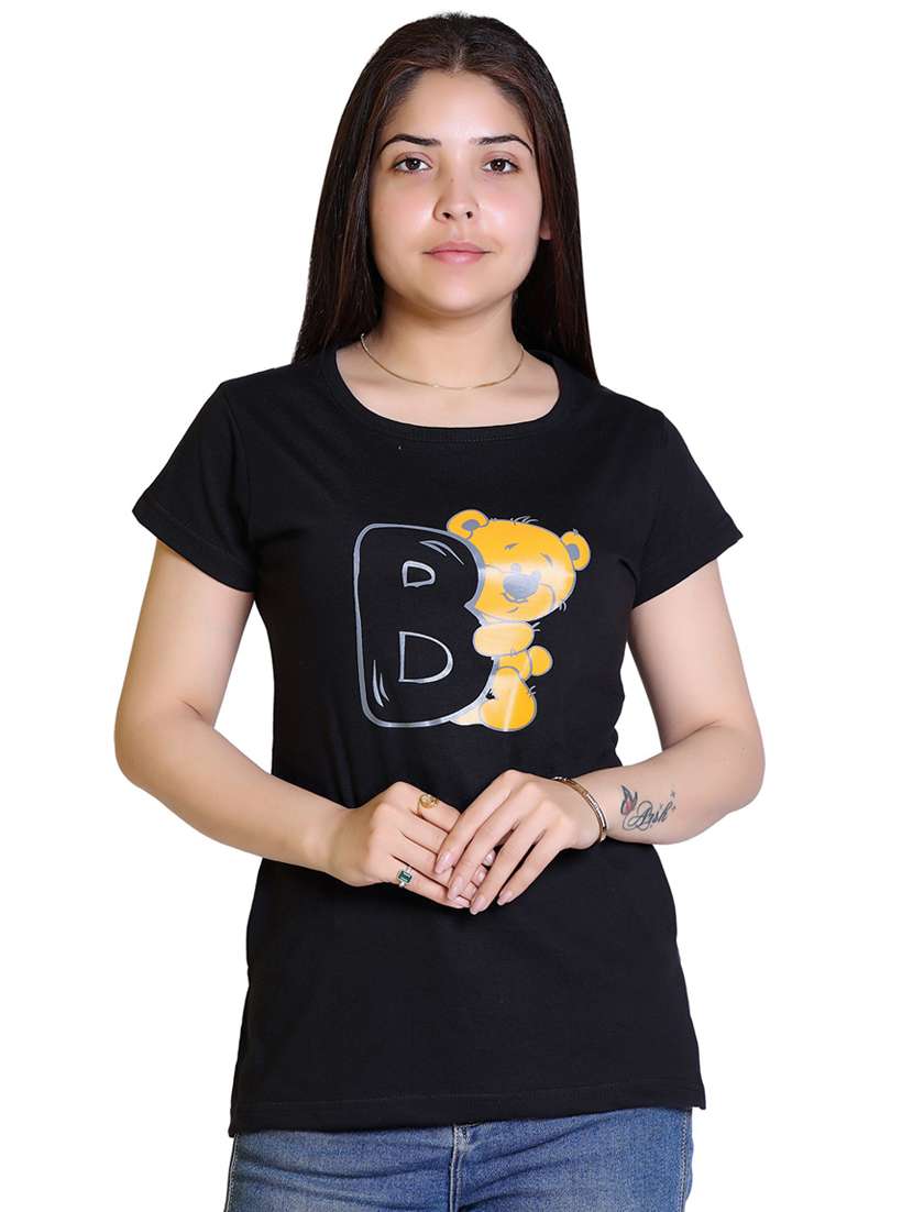 women's front print round neck t-shirt - 18469019 -  Zoom Image - 0