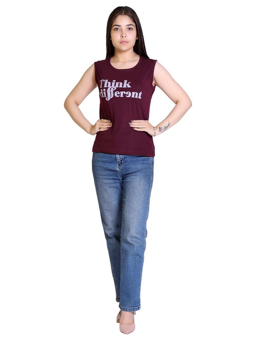 women's chest print round neck t-shirt - 18469038 -  Standard Image - 3