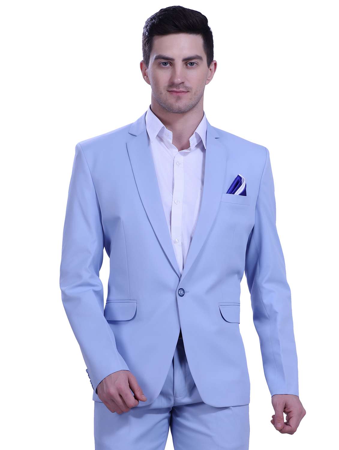 light blue solid single breasted suit - 18469597 - Zoom Image - 0