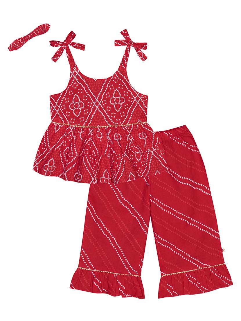girls red printed full length set - 18469744 -  Zoom Image - 0