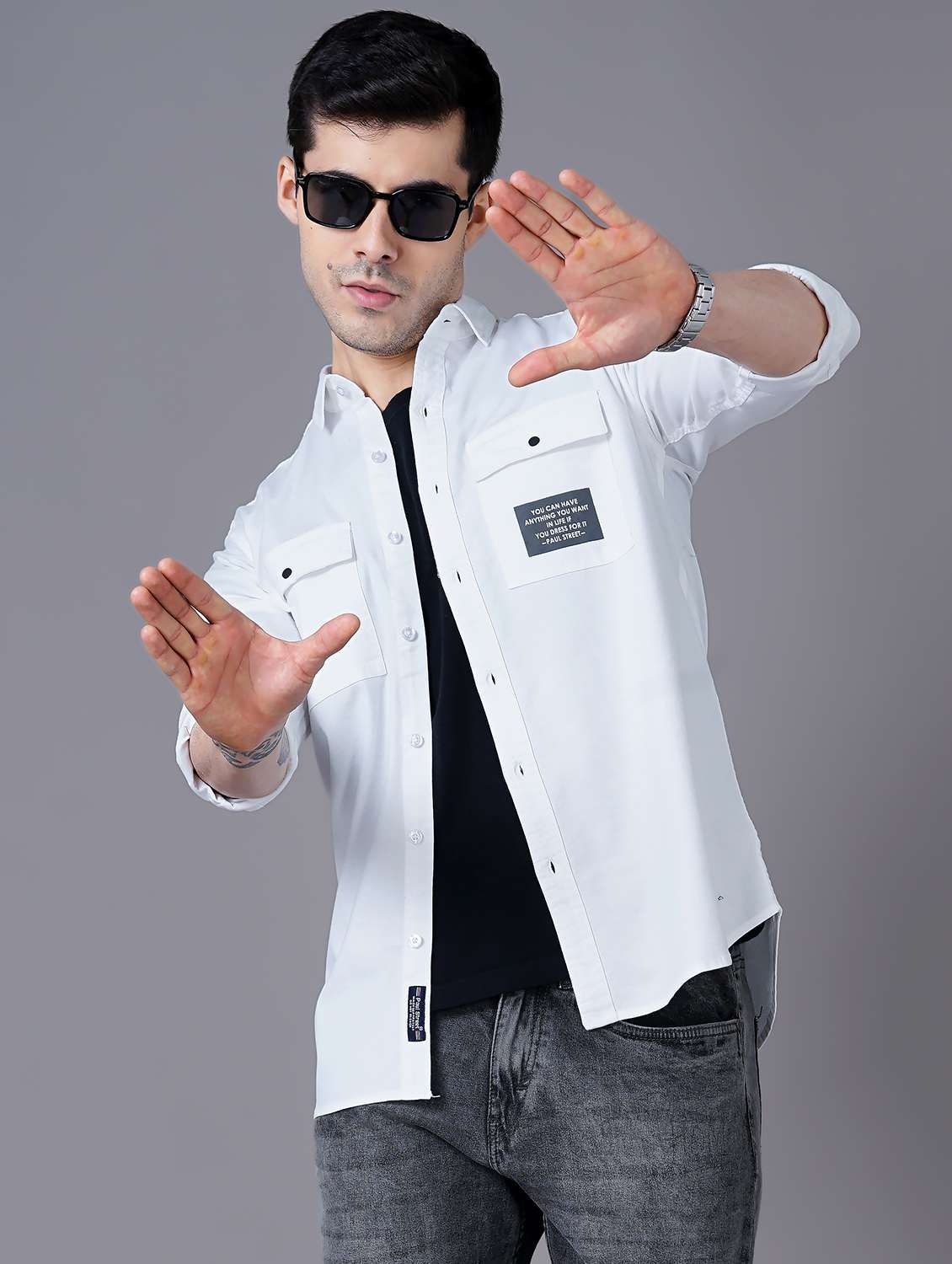 white solid casual shirt - 18469820 - Zoom Image - 0