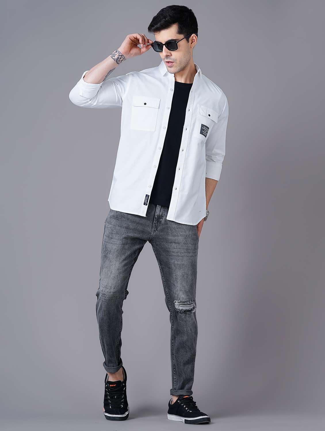 white solid casual shirt - 18469820 - Standard Image - 3