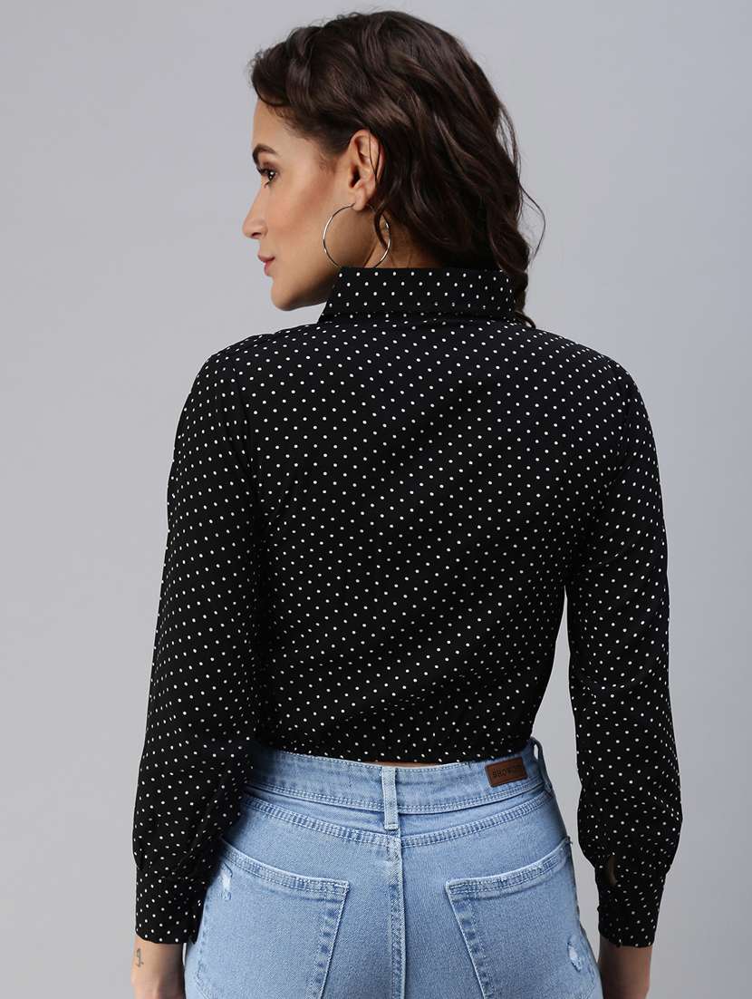 women's crop collared top - 18469844 - Standard Image - 3