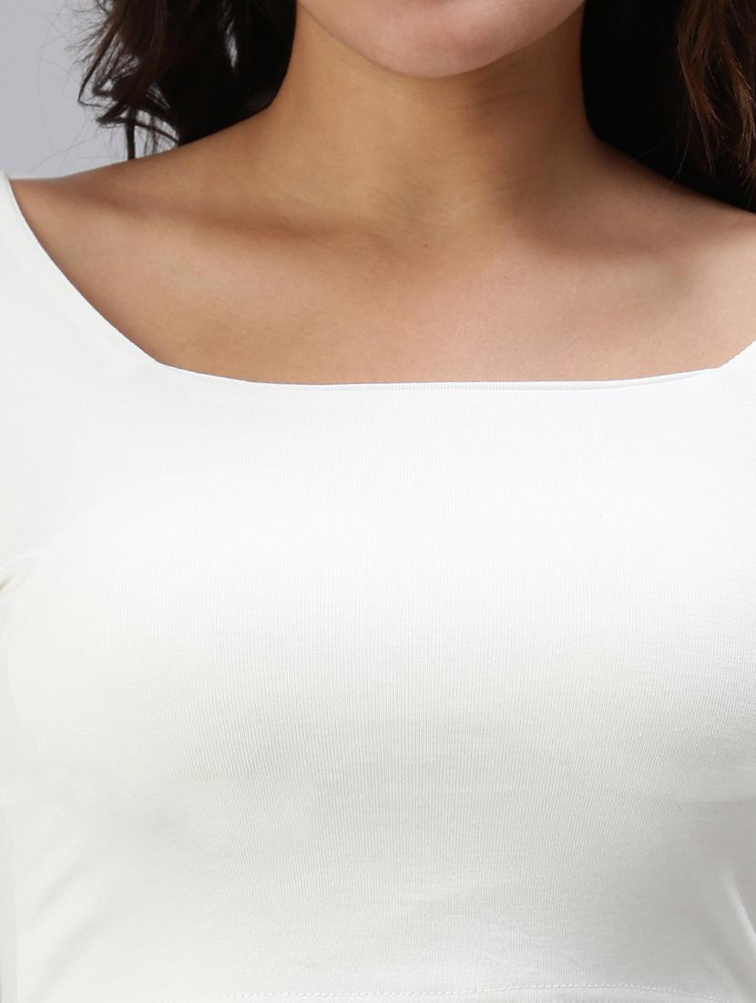 scoop neck solid crop top - 18469911 - Standard Image - 3