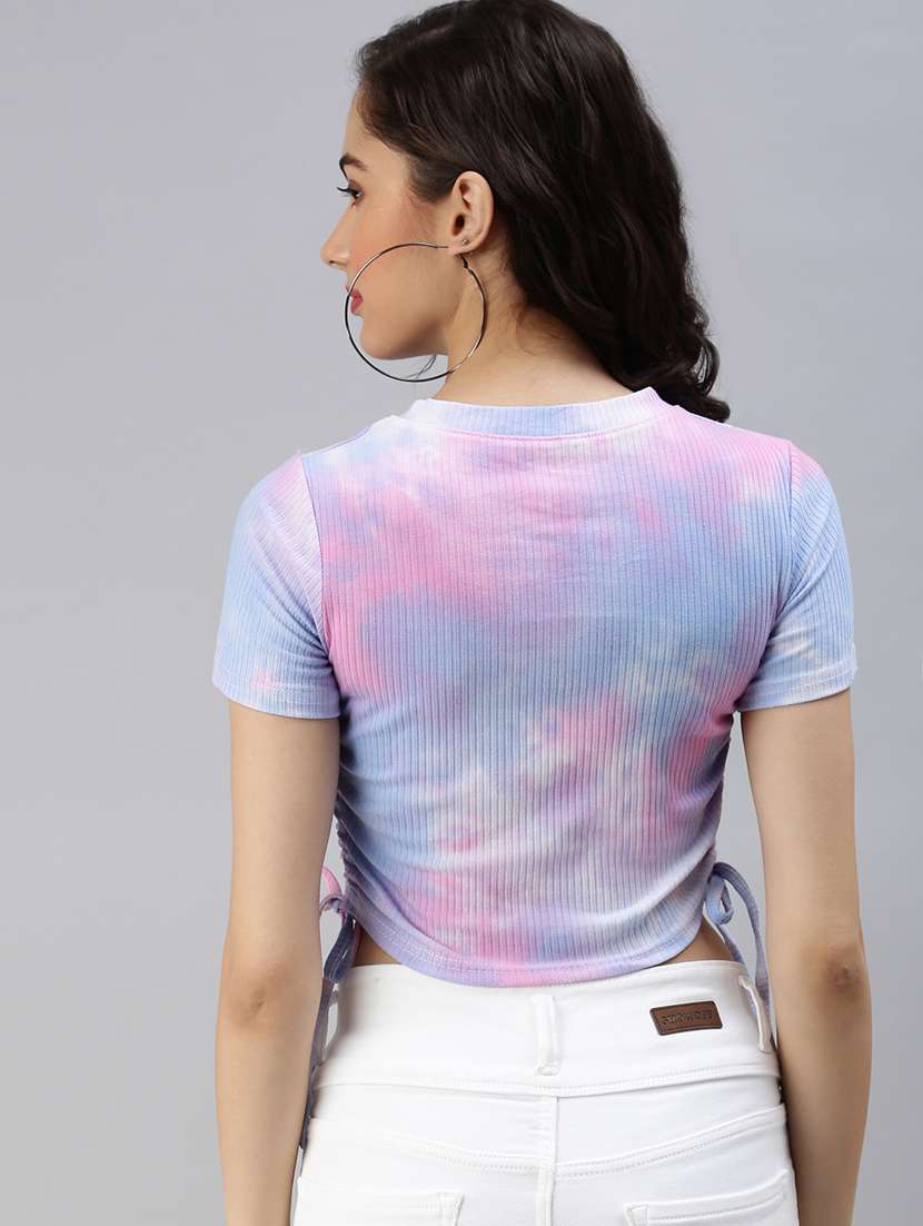 ruched detailed tie and dye crop top - 18469923 -  Standard Image - 3