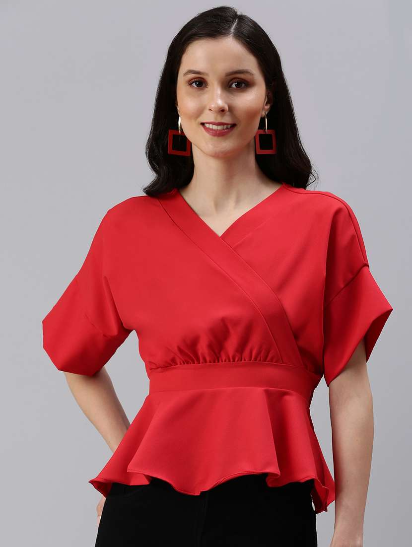 women's peplum v neck top