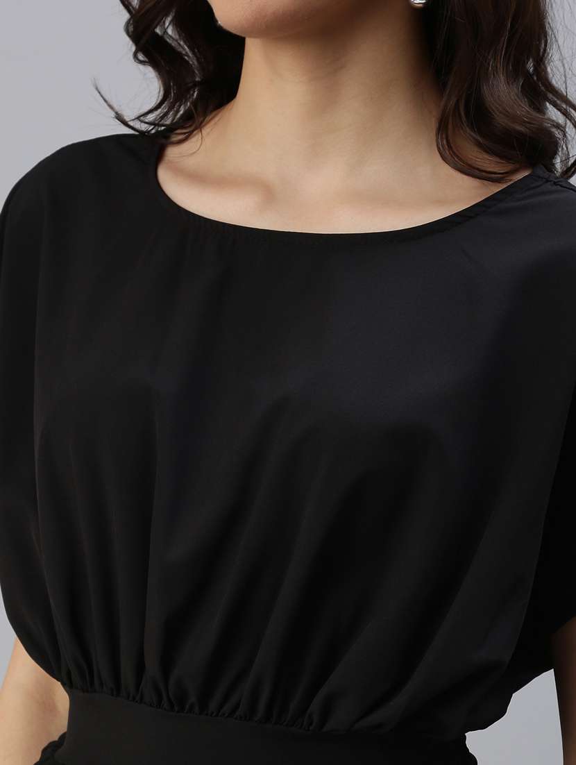 women's straight round neck top - 18469932 - Standard Image - 3