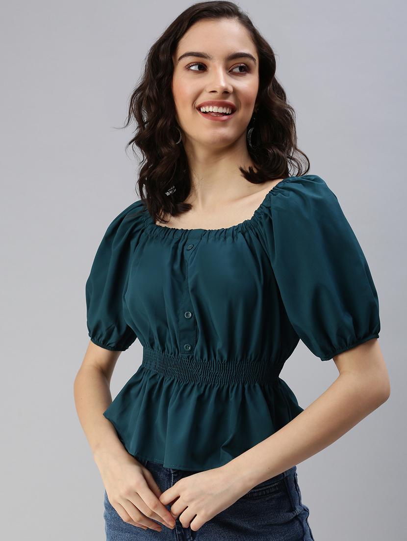 women's peplum square neck top