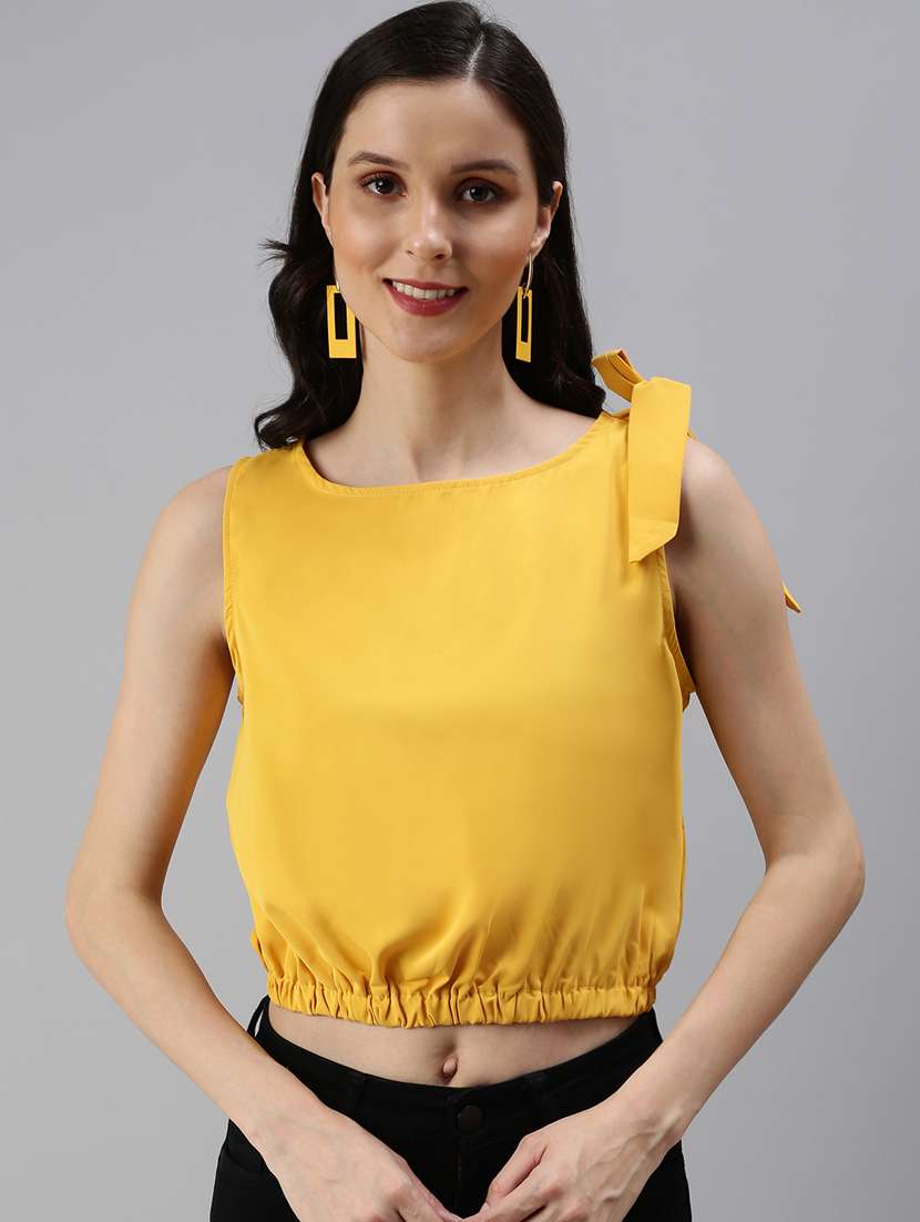 women's crop round neck top