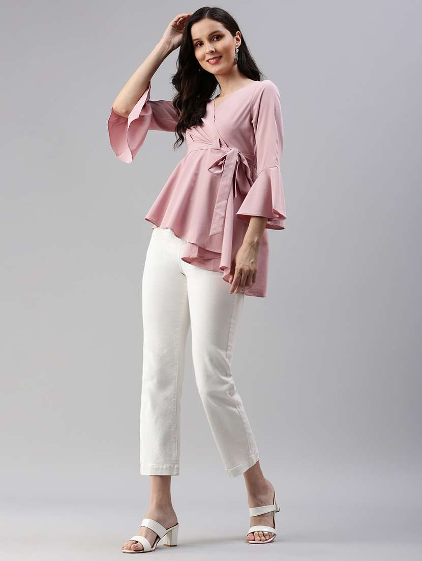 women's peplum v neck top - 18469942 - Standard Image - 3