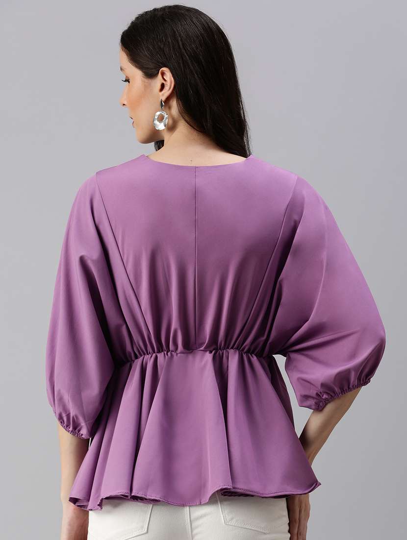 women's peplum v neck top - 18469944 -  Standard Image - 3