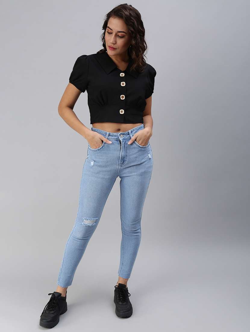 women's crop collared top - 18469952 - Standard Image - 3