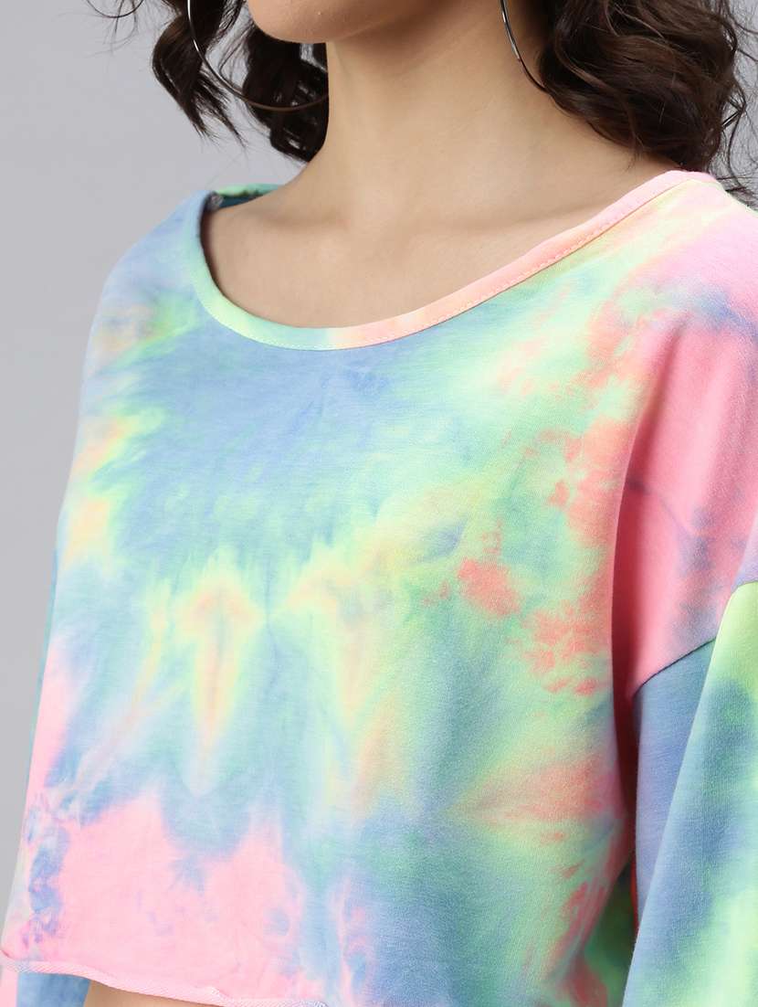 drop sleeved tie and dye crop top - 18469956 -  Standard Image - 3