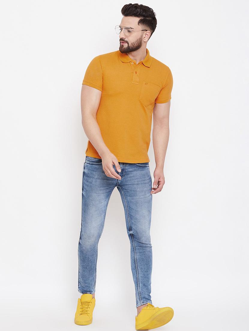 orange solid polo t-shirt - 18470238 - Standard Image - 3