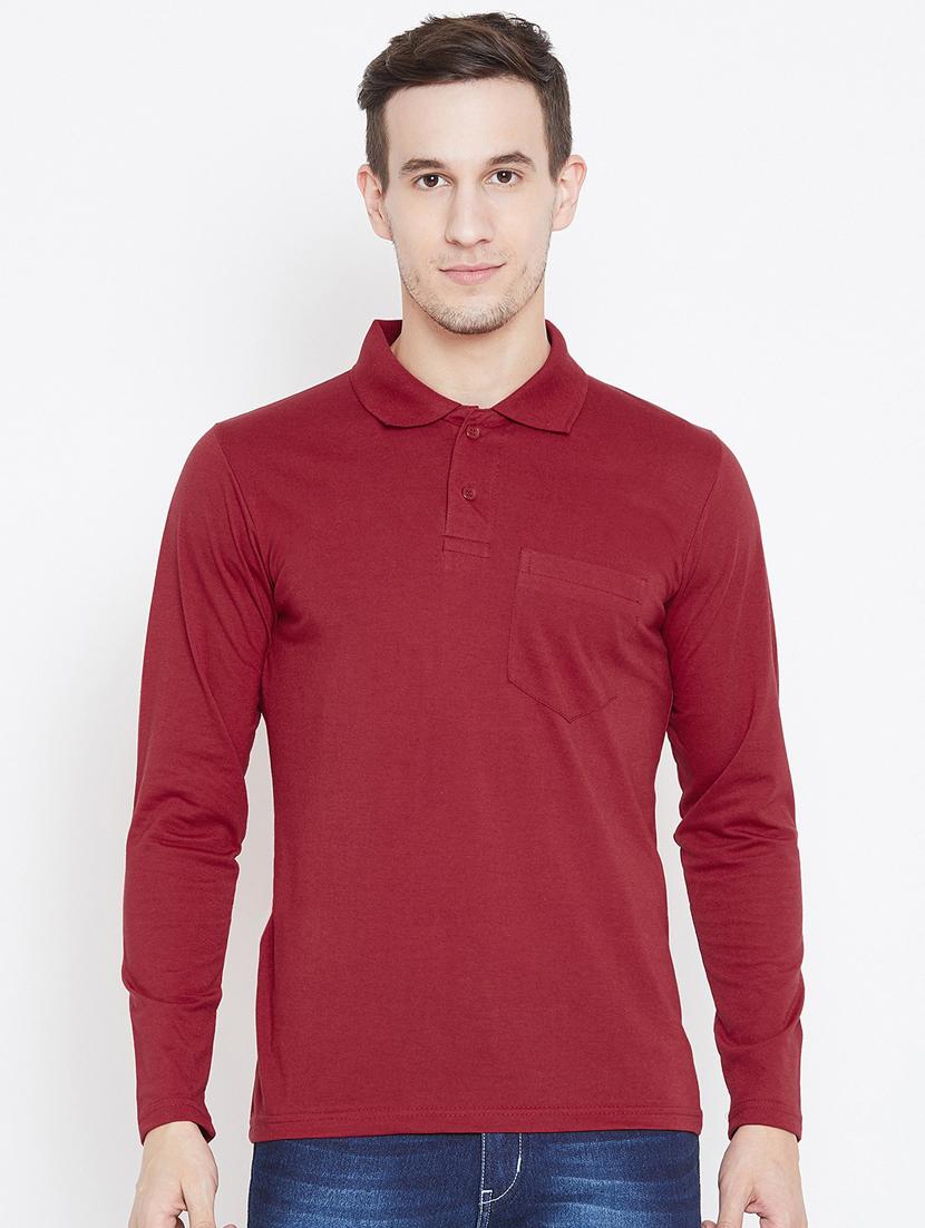 red solid polo t-shirt - 18470301 -  Zoom Image - 0