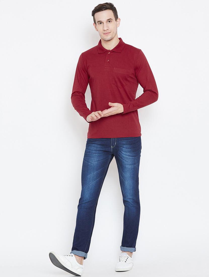 red solid polo t-shirt - 18470301 - Standard Image - 3