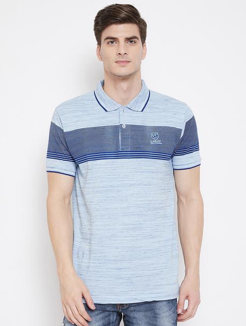 navy-blue chest-printed polo t-shirt - 18470303 -  Standard Image - 0