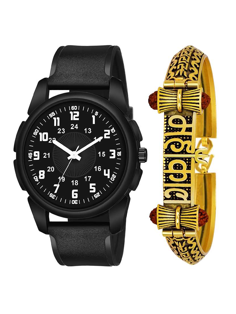 Buy online Kajaru Jew_46_k_1237 Gold Mahakal Bracelet With Black