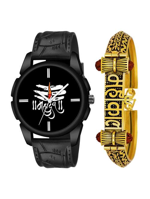 Buy online Kajaru Jew_46_k_1251 Gold Mahakal Bracelet With Black