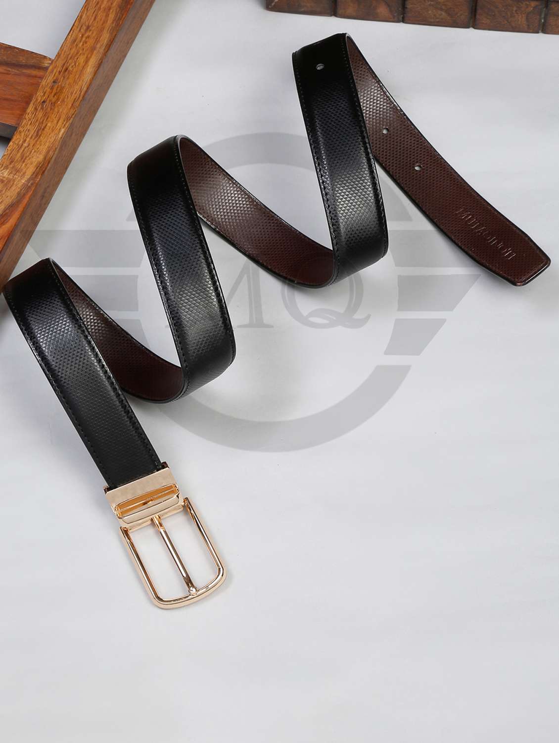 small dot black leather belt