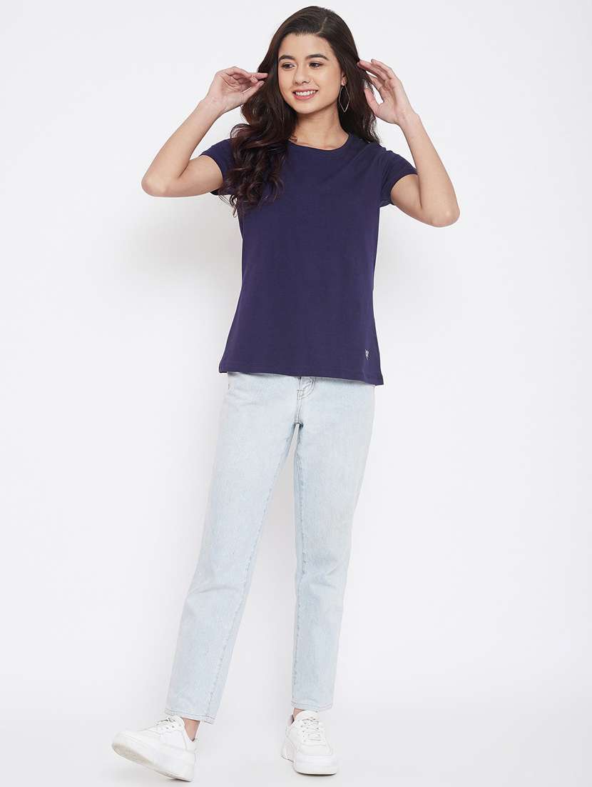 women's plain round neck t-shirt - 18470876 -  Standard Image - 3