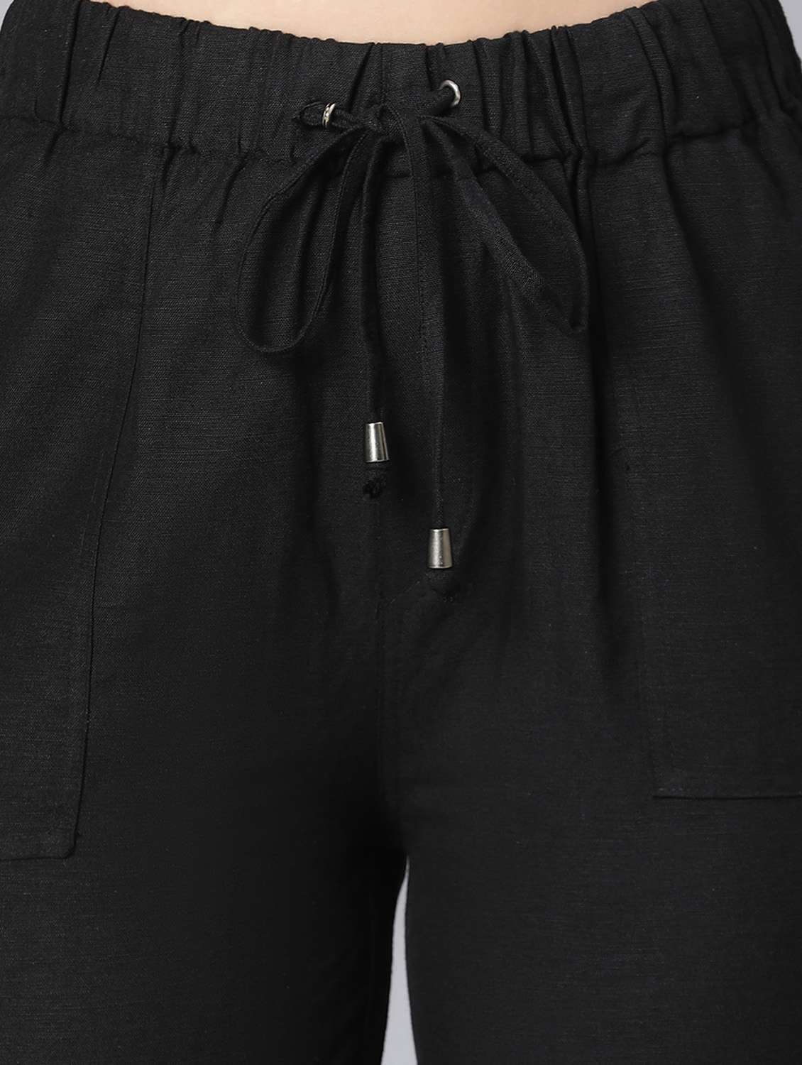 solid black flat front trouser - 18471006 - Standard Image - 5
