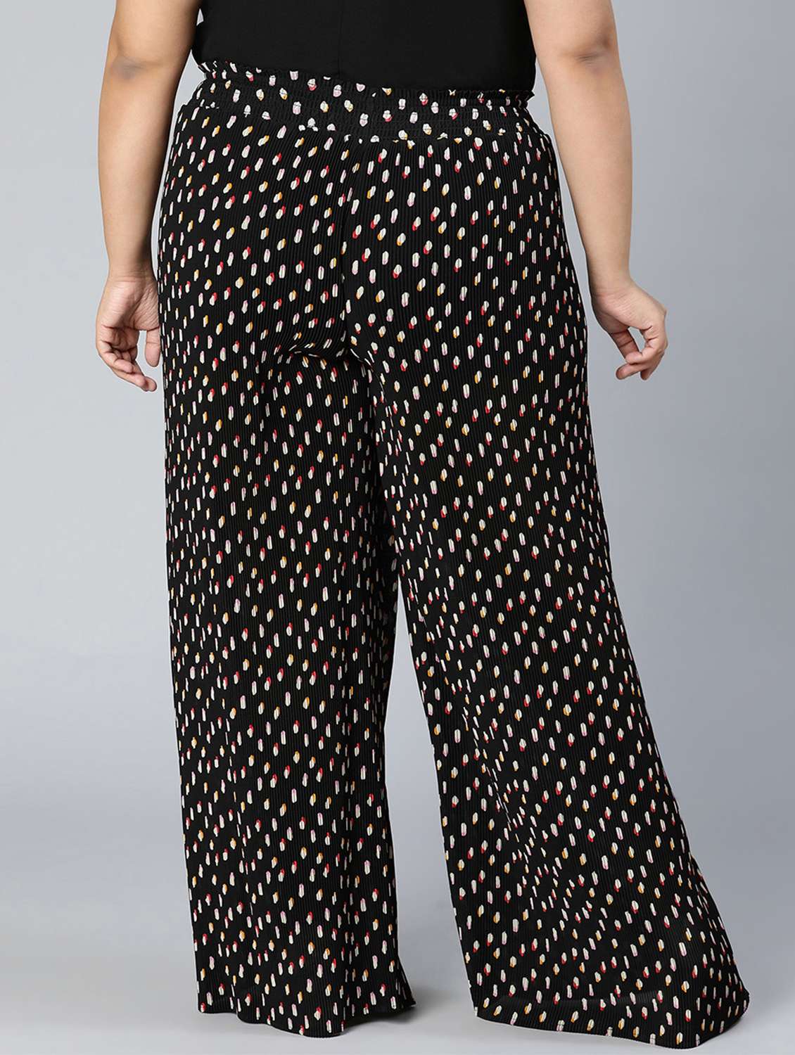 black printed plus size flat front trouser - 18471011 -  Standard Image - 3