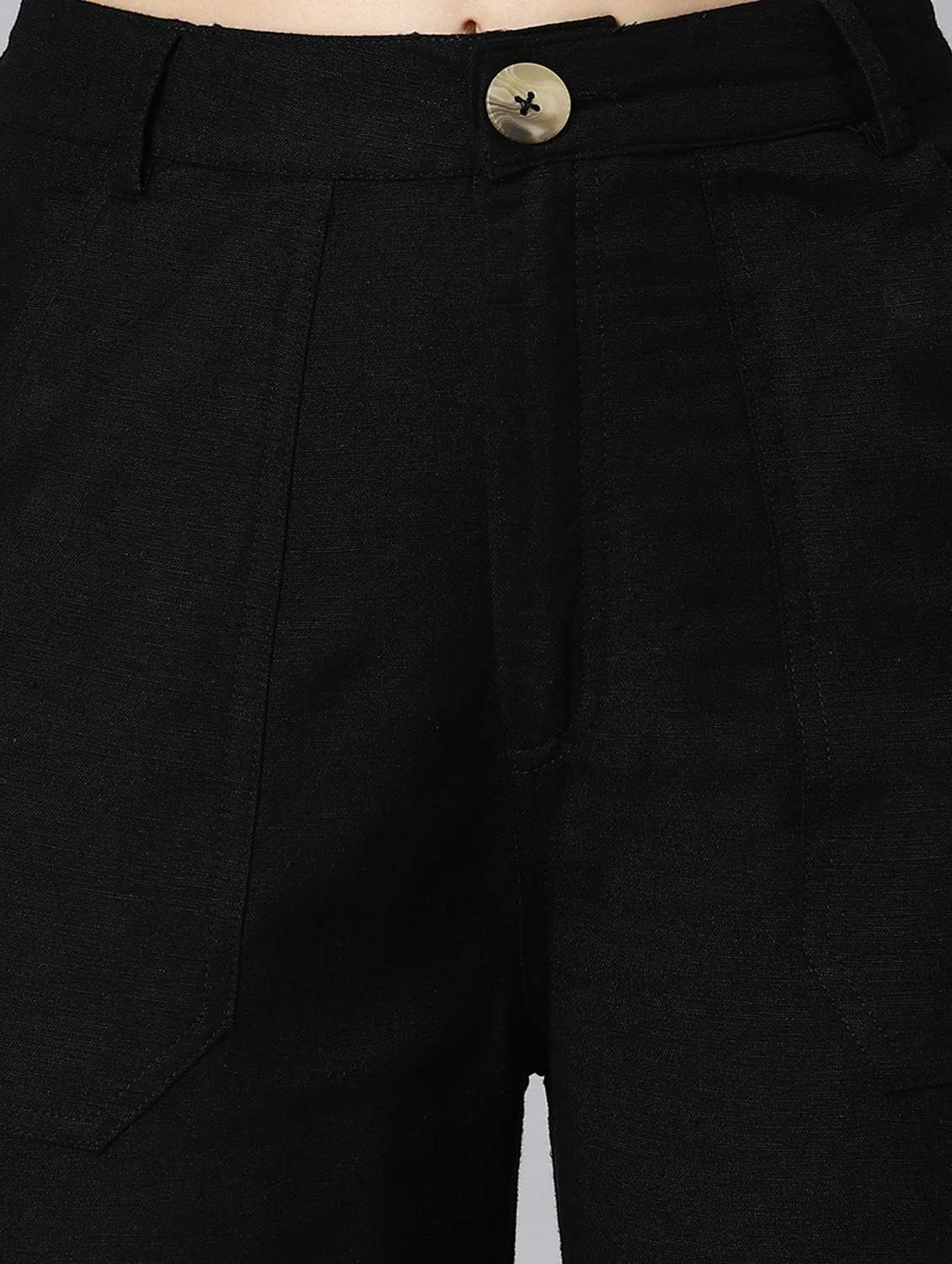 high rise solid flat front trouser - 18471012 - Standard Image - 5