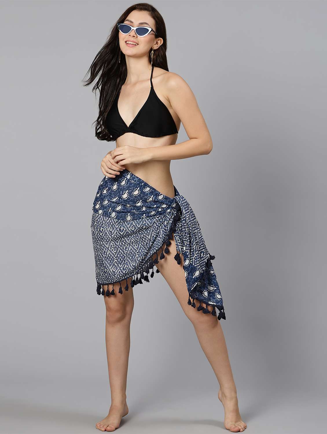 women navy blue beachwear sarong - 18471020 -  Standard Image - 5