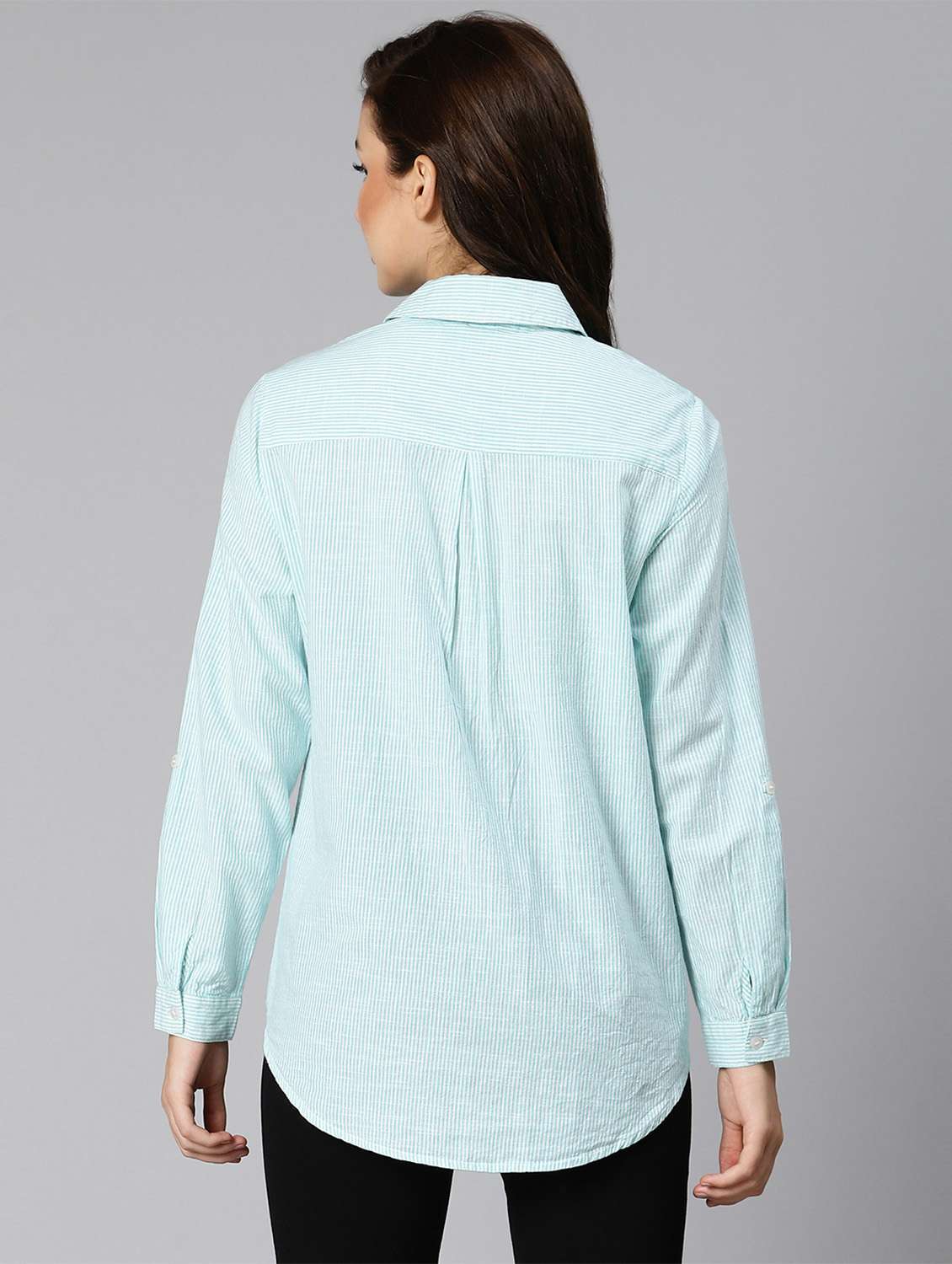 sea green striped regular shirt - 18471044 -  Standard Image - 3