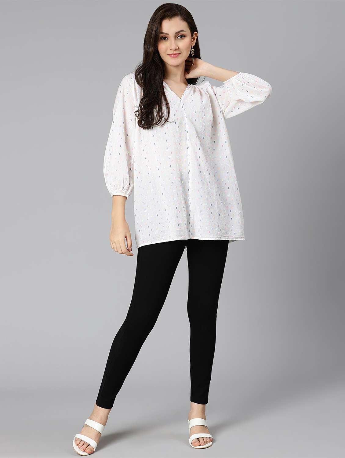 women's a line v neck top - 18471056 -  Standard Image - 5