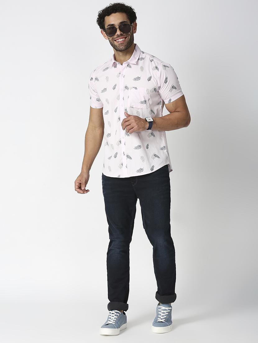 mens leaf print casual shirt - 18471235 - Standard Image - 3