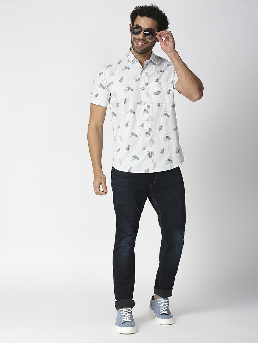 mens leaf print casual shirt - 18471237 - Standard Image - 3