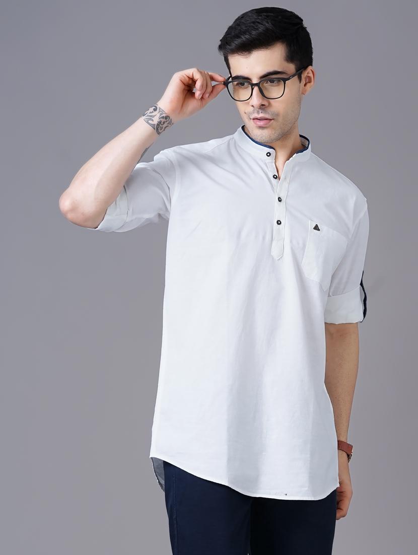 white solid kurta - 18471399 - Zoom Image - 0