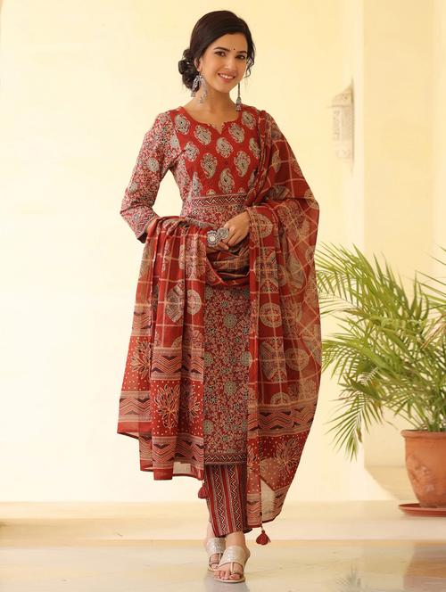printed kurta dupatta set - 18471422 - Standard Image - 0