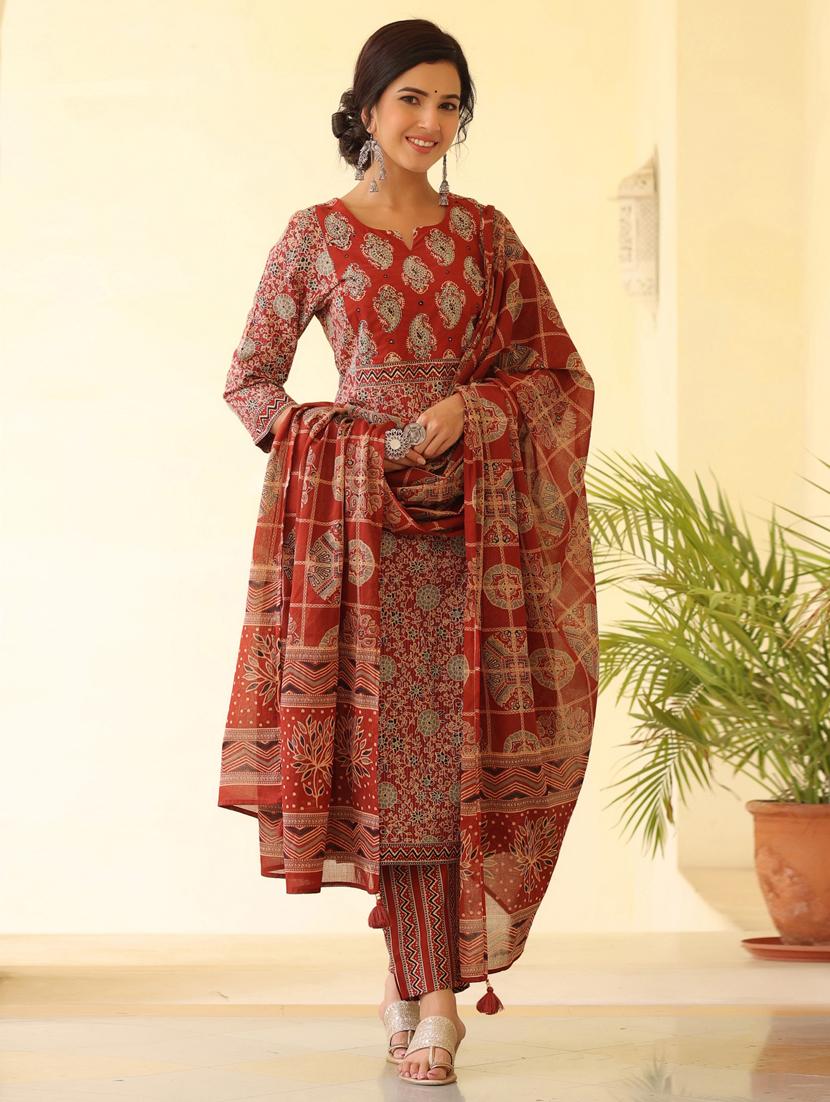 printed kurta dupatta set - 18471422 - Zoom Image - 0